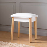 Sold Wood Vanity Table Stool, Dressing Stool For Makeup with Pu, White Finish