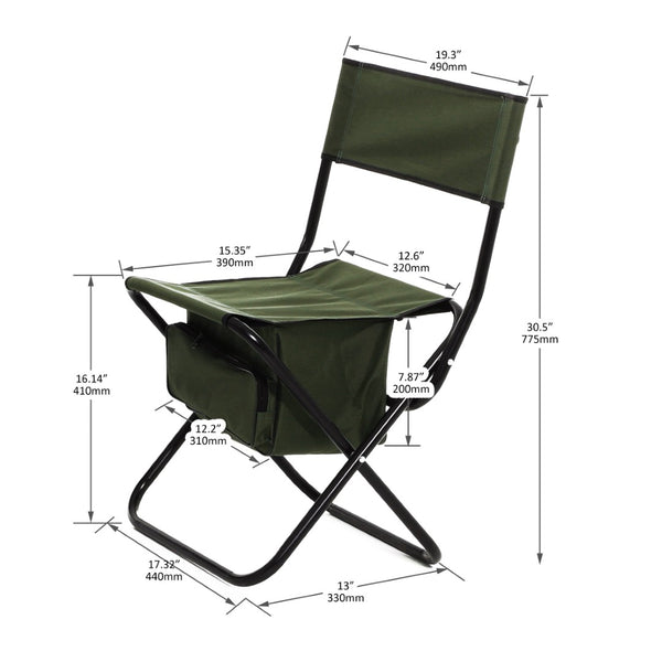 English Elm 4-piece Folding Portable Camping Chair Set with Oxford Cloth and Under-seat Storage Pocket W24172219