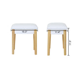 Hearth and Haven Sold Wood Vanity Table Stool, Dressing Stool For Makeup with Pu, White Finish W760102865