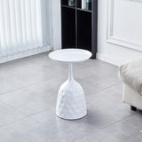 Hearth and Haven White Wine Cup Metal Side Table, Small Sofa Table, Round White Nightstand W171894527
