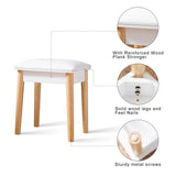 Hearth and Haven Sold Wood Vanity Table Stool, Dressing Stool For Makeup with Pu, White Finish W760102865