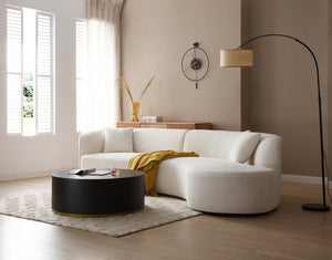 English Elm Luxury Boucle Curved Sectional Sofa with Chaise Right Facing Sculptural Modern Living W876S00086
