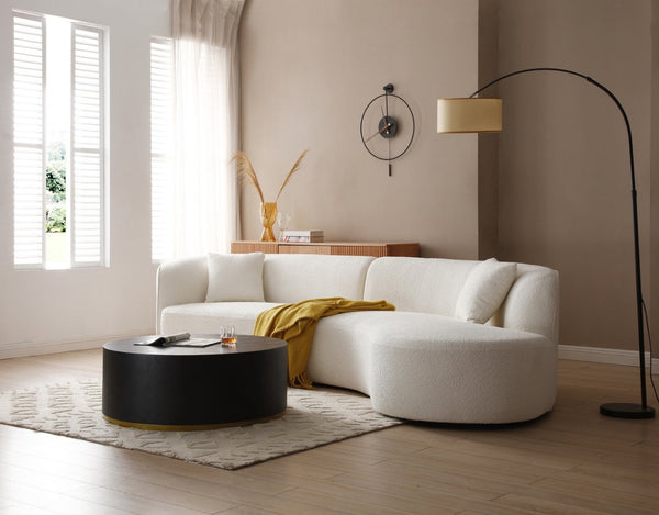 English Elm Luxury Boucle Curved Sectional Sofa with Chaise Right Facing Sculptural Modern Living W876S00086