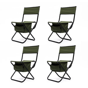 English Elm 4-piece Folding Portable Camping Chair Set with Oxford Cloth and Under-seat Storage Pocket W24172219