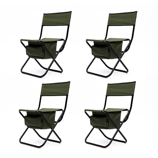 English Elm 4-piece Folding Portable Camping Chair Set with Oxford Cloth and Under-seat Storage Pocket W24172219