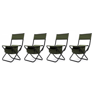 English Elm 4-piece Folding Portable Camping Chair Set with Oxford Cloth and Under-seat Storage Pocket W24172219
