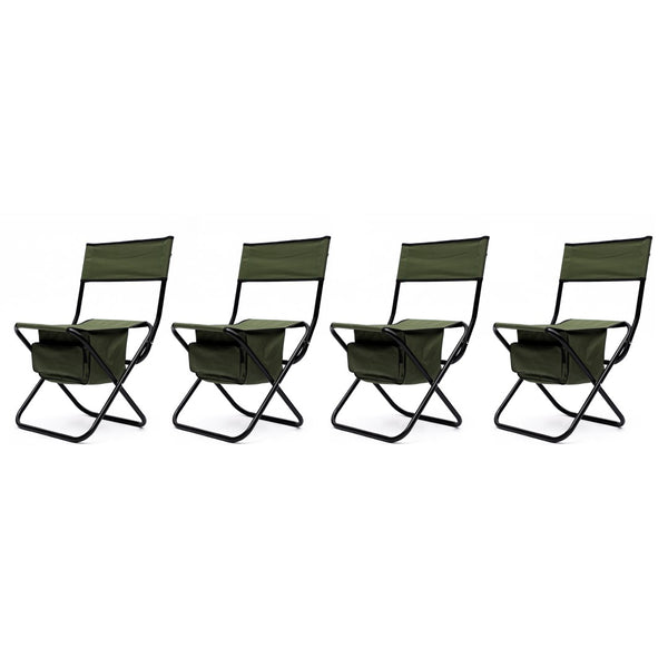 English Elm 4-piece Folding Portable Camping Chair Set with Oxford Cloth and Under-seat Storage Pocket W24172219