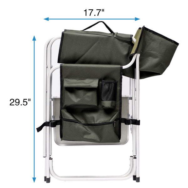 English Elm 2-piece Oversized Folding Directors Chairs with Side Table Padded Oxford Camping Seat Set W24172220