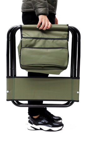 English Elm 4-piece Folding Portable Camping Chair Set with Oxford Cloth and Under-seat Storage Pocket W24172219