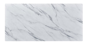 English Elm Landon Mid-century Coffee Table Marble Texture Glass Top Bent Wood Living Room White B061103279