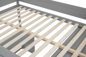 English Elm Wood Full Size Loft Bed with Integrated Wardrobe, 2-Drawer Desk & Cabinet for Space-Saving Rooms 78.4"L x 65"H Gray GX000333AAE