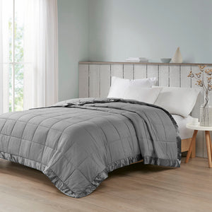 English Elm Oversized Down Alternative Blanket King with Satin Trim, Moisture-Wicking 3M, Hypoallergenic OEKO-TEX Certified - Luxe Box Quilted Comfort B03598528