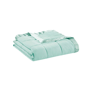 English Elm Lightweight Down Alternative Blanket with Satin Trim, Hypoallergenic OEKO-TEX King, Moisture-Wicking Comfort Seafoam 15.55 L x 12.8 W x 8.66 H B03598493