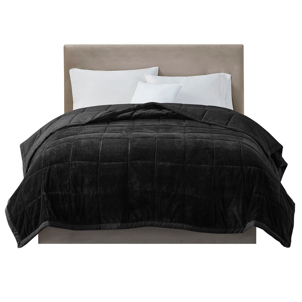 English Elm Reversible Plush Microfiber Blanket with HeiQ Smart Temperature, OEKO-TEX Certified, All-Season Comfort Black 16.54 L x 10.24 W x 10.24 H B03598539