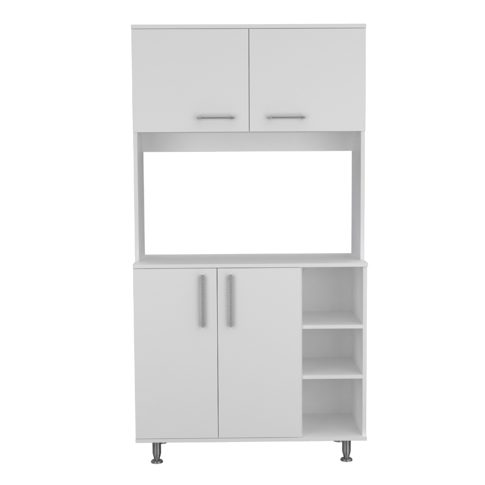 English Elm Dorchester White & Light Gray 2-Piece Kitchen Island and Pantry Set — 6 Doors, 6 Shelves, Prep Space B062S00205