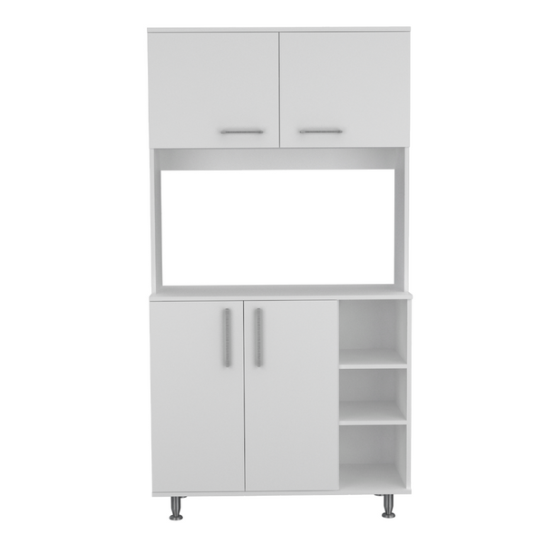English Elm Dorchester White & Light Gray 2-Piece Kitchen Island and Pantry Set — 6 Doors, 6 Shelves, Prep Space B062S00205