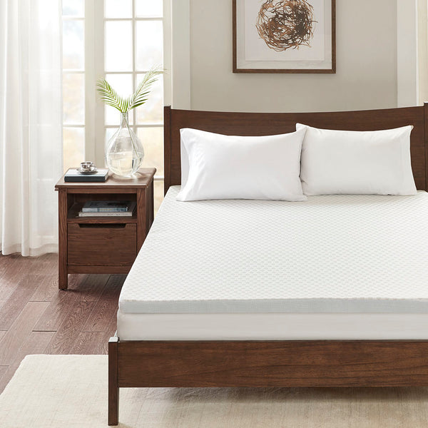 English Elm All Season Reversible Hypoallergenic Cooling Mattress Topper with Gel Memory Foam, Breathable Airflow Technology White 22.44 L x 9.84 W x 9.84 H B03595133