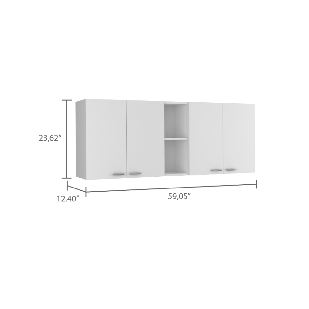 English Elm Sierra Modern 7-Shelf 4-Door Kitchen Set with Island & Wall Cabinet in White Walnut — Stylish Storage Bliss B062S00194