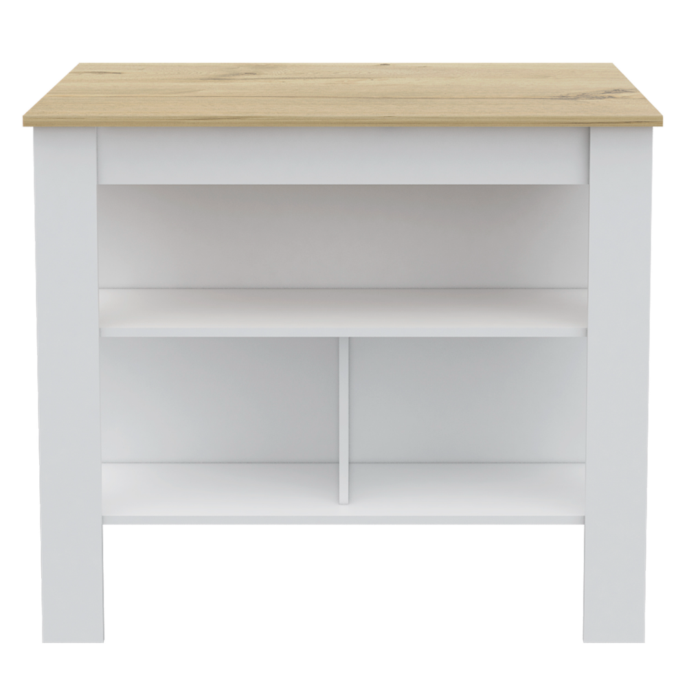 English Elm Sierra Kitchen Island & Wall Cabinet Set with Antibacterial Prep Surface, 7 Shelves, White Oak Finish B062S00204