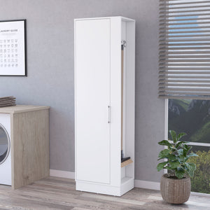 English Elm Greenville Tall Storage Cabinet White with 2 Doors, 6 Shelves, Slim Profile & Broom Hangers - Durable Manufactured Wood (72.3"H) B062103270