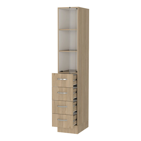 English Elm Althorn Light Pine 4-Drawer 3-Shelf Linen Cabinet with Steel Hinges, Full-Extension Slides, 68"H B062S00183