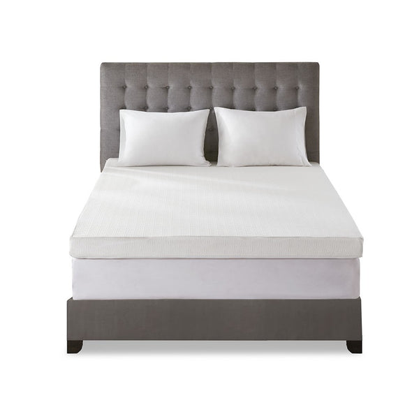 English Elm 4" Memory Foam Mattress Topper with Cooling Temperature-Responsive Foam, Anti-Slip Cover, Plush Support White 22.44 L x 20.67 W x 20.67 H B03595130