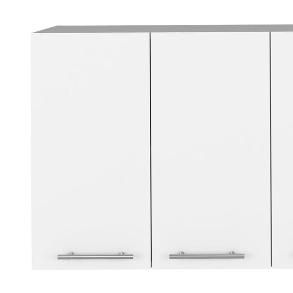 English Elm Burlingame Kitchen Island & Wall Cabinet Set in White-Walnut — 5 Shelves, 4 Doors, Spacious Prep Surface and Pantry Storage (2-Piece) B062S00191