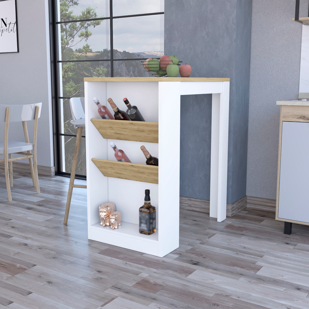 English Elm DeSoto Wine Storage Pedestal Kitchen Island with Dual Wine Racks, Lower Shelf & Durable Top Finish B062103262
