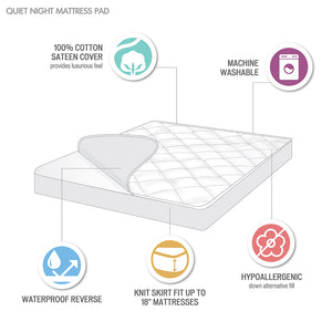 English Elm 300 Down Alternative Diamond Quilted Mattress Pad – 300TC Cotton Sateen, Waterproof, Deep Pocket Fit White 16.14 L x 7.87 W x 7.48 H B03595082