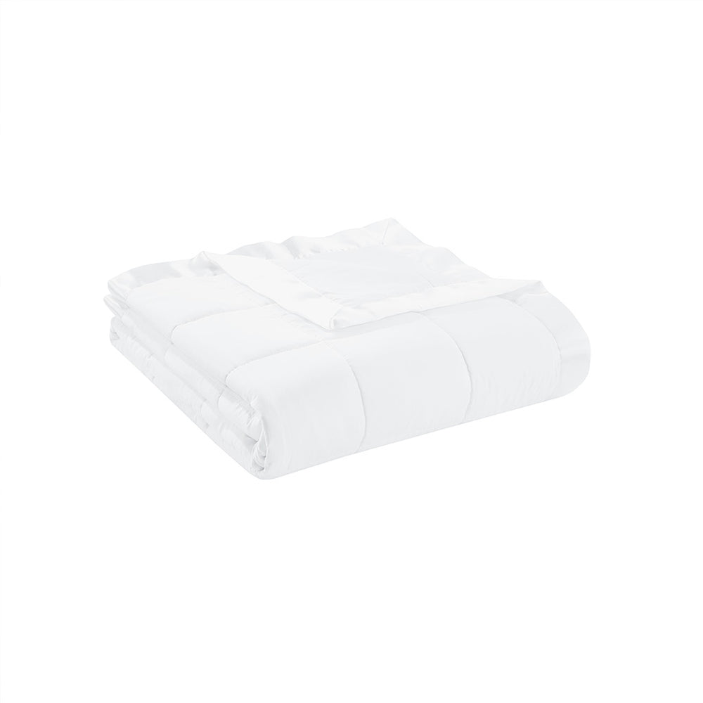English Elm Lightweight Down Alternative Blanket with Satin Trim – Hypoallergenic, Moisture-Wicking Twin Comfort White 14.96 L x 7.48 W x 7.48 H B03598472