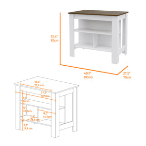 English Elm Burlingame Kitchen Island & Wall Cabinet Set in White-Walnut — 5 Shelves, 4 Doors, Spacious Prep Surface and Pantry Storage (2-Piece) B062S00191