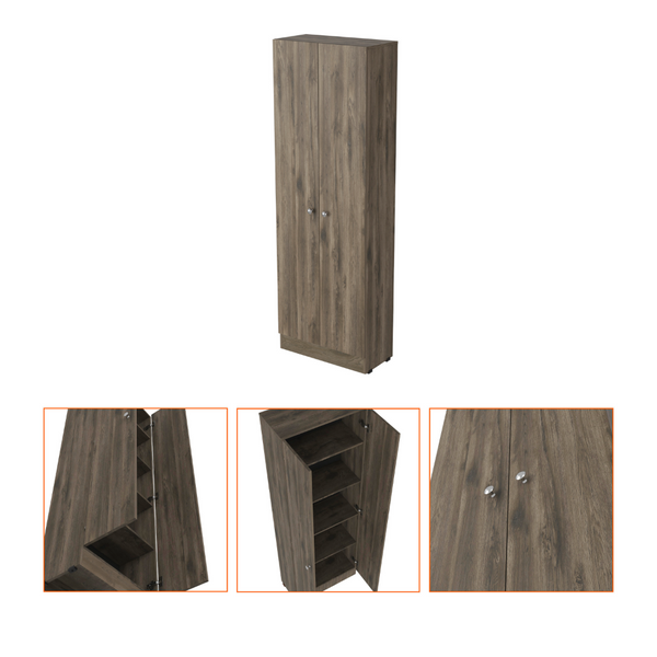 English Elm Roblar Kitchen Island & Pantry Set Dark Brown/Onyx – 8 Shelves, 2 Doors, Spacious Prep Surfaces, Sturdy Hardware B062S00206
