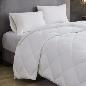 English Elm Cotton Down Alternative Comforter with 3M Thinsulate Featherless Insulation, 300TC Cotton Sateen Quilt White 22.05 L x 17.72 W x 7.87 H B03595045