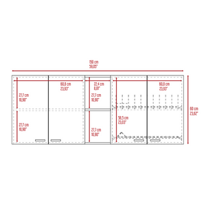 English Elm Sierra Kitchen Island & Wall Cabinet Set with Antibacterial Prep Surface, 7 Shelves, White Oak Finish B062S00204