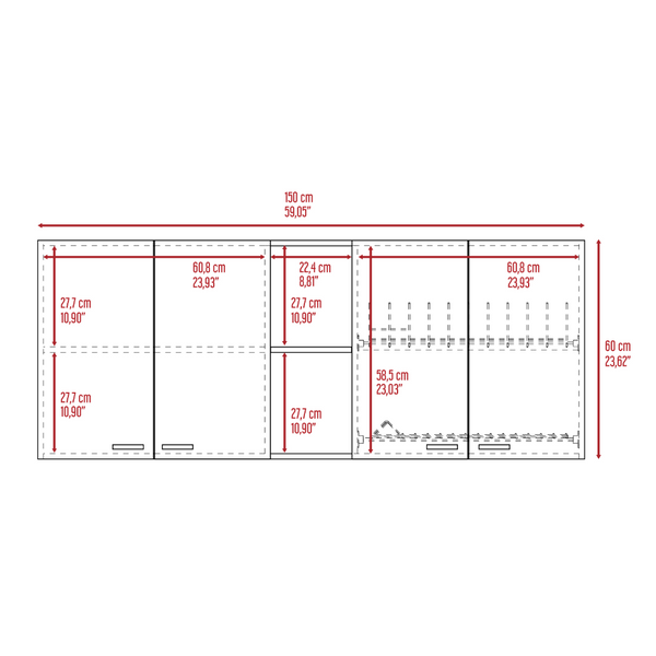 English Elm Sierra Kitchen Island & Wall Cabinet Set with Antibacterial Prep Surface, 7 Shelves, White Oak Finish B062S00204