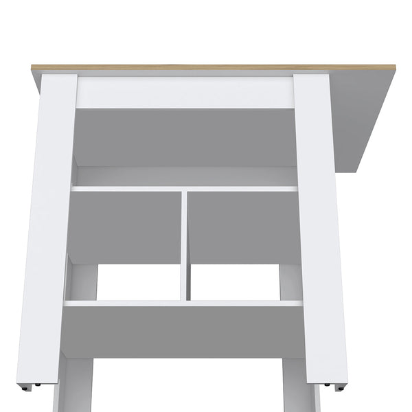 English Elm Adeline 3-Shelf Kitchen Island White Macadamia — Compact Prep Station with Ample Storage & Durable Shelves B062103269