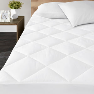 English Elm 300 Down Alternative Diamond Quilted Mattress Pad – 300TC Cotton Sateen, Waterproof, Deep Pocket Fit White 16.14 L x 7.87 W x 7.48 H B03595082