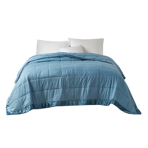 English Elm Oversized Down Alternative Blanket Slate Blue Full/Queen with Satin Trim, Moisture-Wicking, Hypoallergenic, OEKO-TEX Certified B03598524