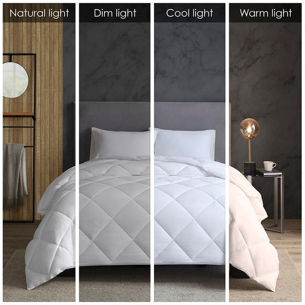 English Elm Cotton Down Alternative Comforter with 3M Thinsulate Featherless Insulation, 300TC Cotton Sateen Quilt White 22.05 L x 17.72 W x 7.87 H B03595045