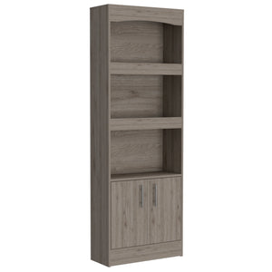 English Elm Light Gray 10-Shelf 4-Door 2-Piece Office Set Bookcase & Desk — Compact Storage, Drawer Space, Stylish Workstation B062S00188