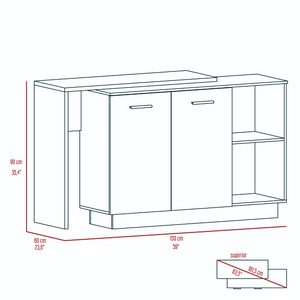 English Elm Dorchester White & Light Gray 2-Piece Kitchen Island and Pantry Set — 6 Doors, 6 Shelves, Prep Space B062S00205