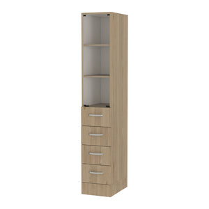 English Elm Althorn Light Pine 4-Drawer 3-Shelf Linen Cabinet with Steel Hinges, Full-Extension Slides, 68"H B062S00183