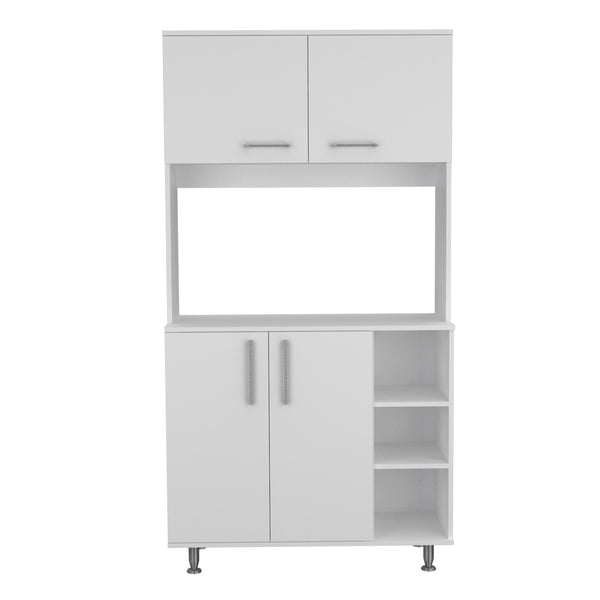 English Elm Nadina 4-Door 2-Drawer Kitchen Set with Island & Pantry in White and Light Oak, Spacious Storage and Workspace B062S00211