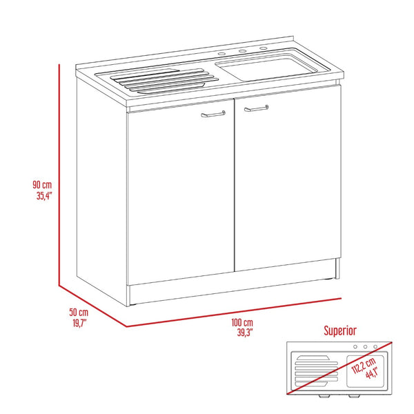 English Elm White Two Piece Laundry Room Set with Stainless Steel Sink Cabinet and Tall Pantry B062S00557