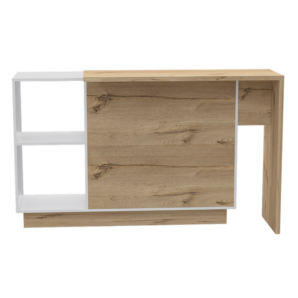 English Elm Dorchester White & Light Gray 2-Piece Kitchen Island and Pantry Set — 6 Doors, 6 Shelves, Prep Space B062S00205