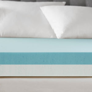 English Elm 4" Memory Foam Mattress Topper with Cooling, Pressure-Relief Support Foam, Removable Zippered Cover White 21.06 L x 17.52 W x 17.52 H B03595128