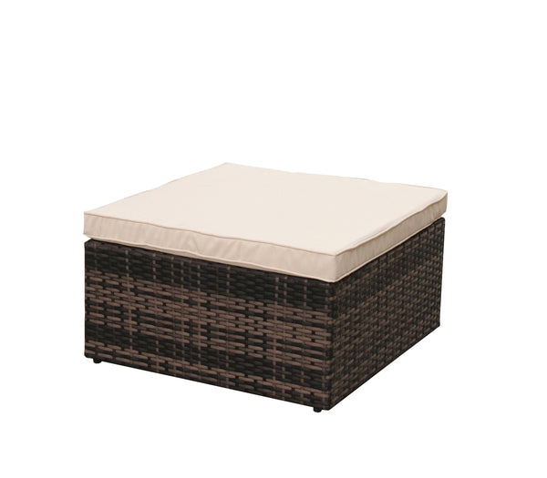 English Elm Rattan 4-Piece Brown Wicker Patio Sectional Set with Tempered Glass Table, Removable UV-Resistant Cushions W209S00002