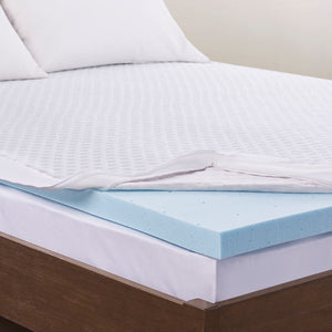 English Elm All Season Reversible Hypoallergenic Cooling Mattress Topper with Gel Memory Foam, Breathable Airflow Technology White 22.44 L x 9.84 W x 9.84 H B03595133