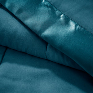 English Elm Lightweight Teal Down Alternative Blanket Twin with Satin Trim, Hypoallergenic, OEKO-TEX, Moisture-Wick B03598529