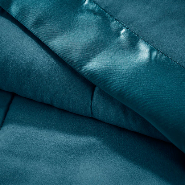English Elm Lightweight Down Alternative Blanket with Satin Trim - Hypoallergenic, OEKO-TEX, Moisture-Wicking Cozy Luxury Teal 15.75 L x 8.66 W x 8.66 H B03598531